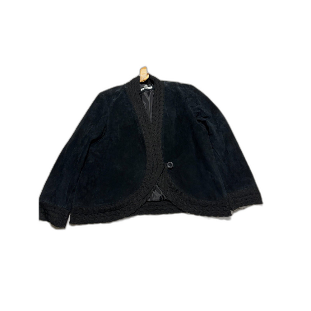 Coldwater Creek Jacket Womens Size 2X Black Leather Suede NEW